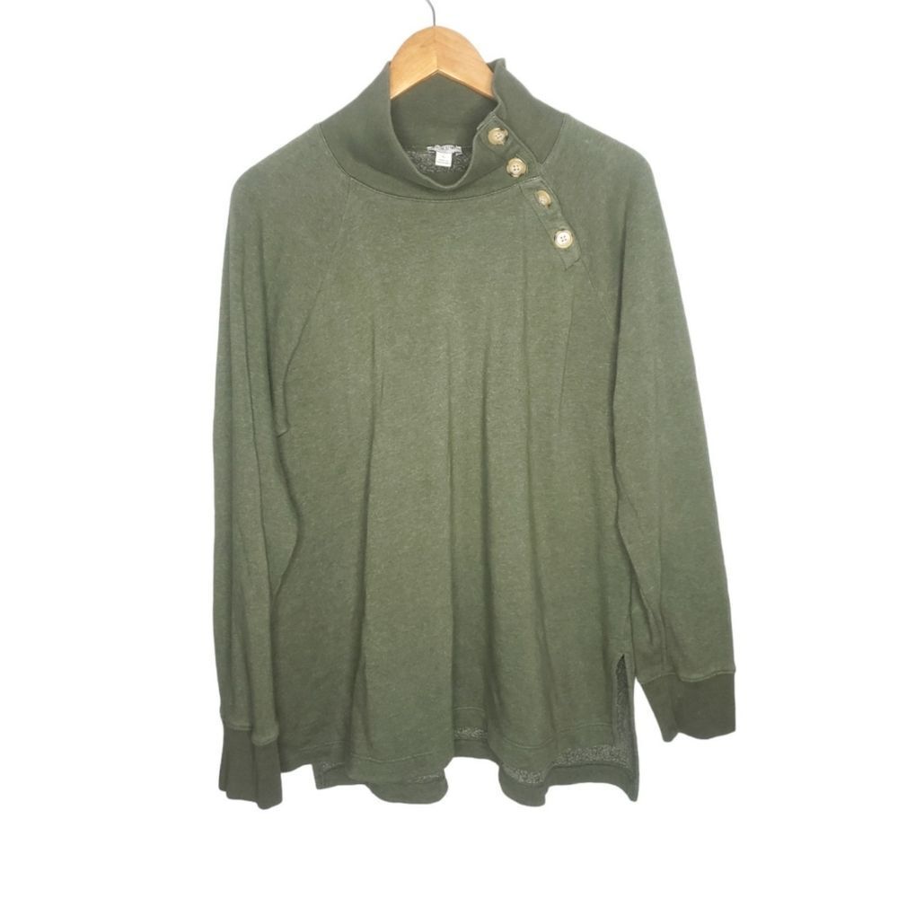 J. Crew green long sleeve thick sweater with button neckline women size …